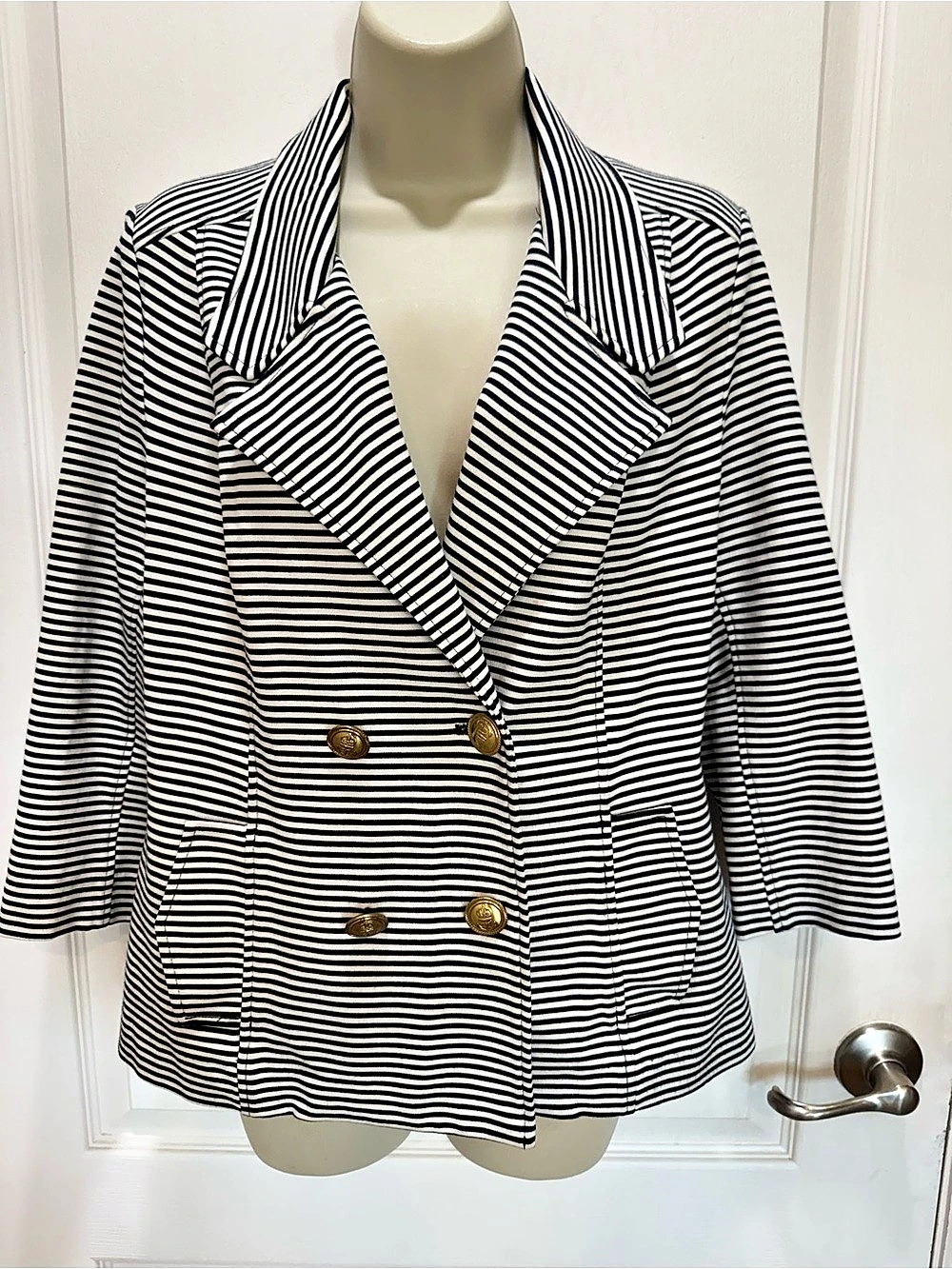 Cabi Life Jacket Striped Blazer Blue & White Medium Sailor